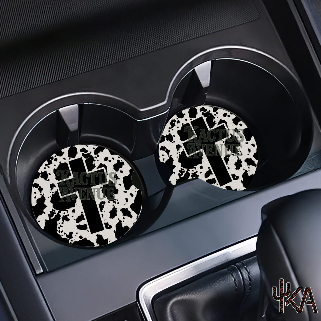 Cowprint Faith Car Coasters