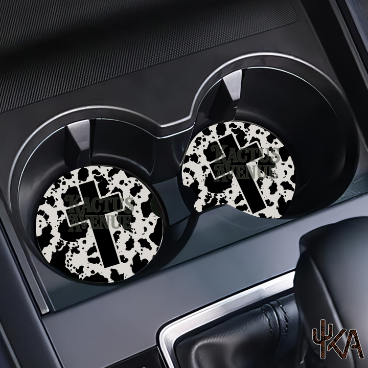 Cowprint Faith Car Coasters