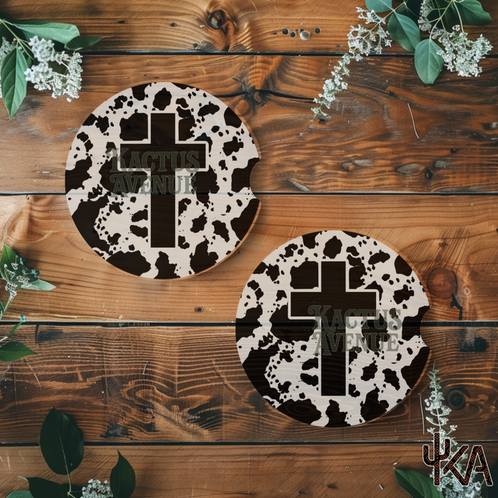 Cowprint Faith Car Coasters