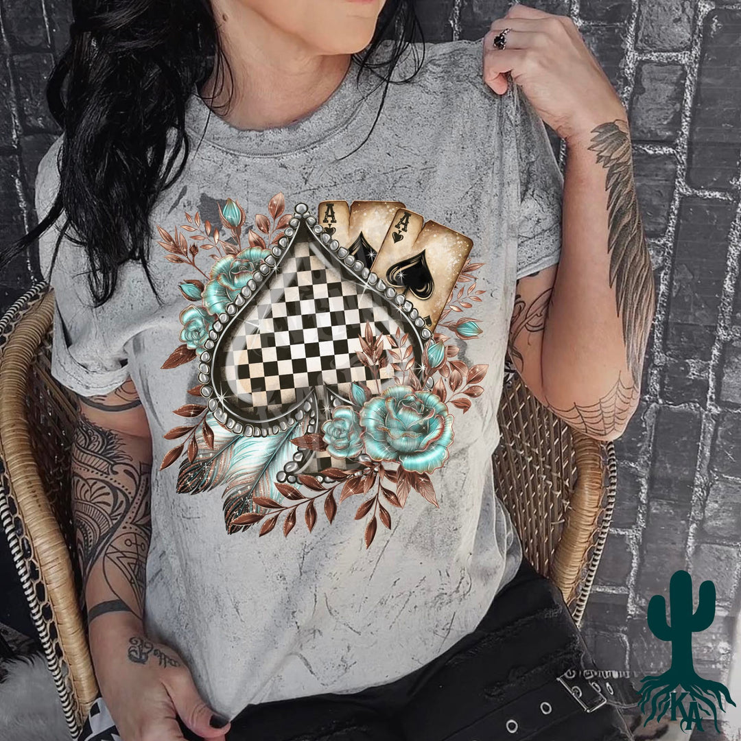 Checkered Grunge Western Spade T-Shirt (Comfort Colors)