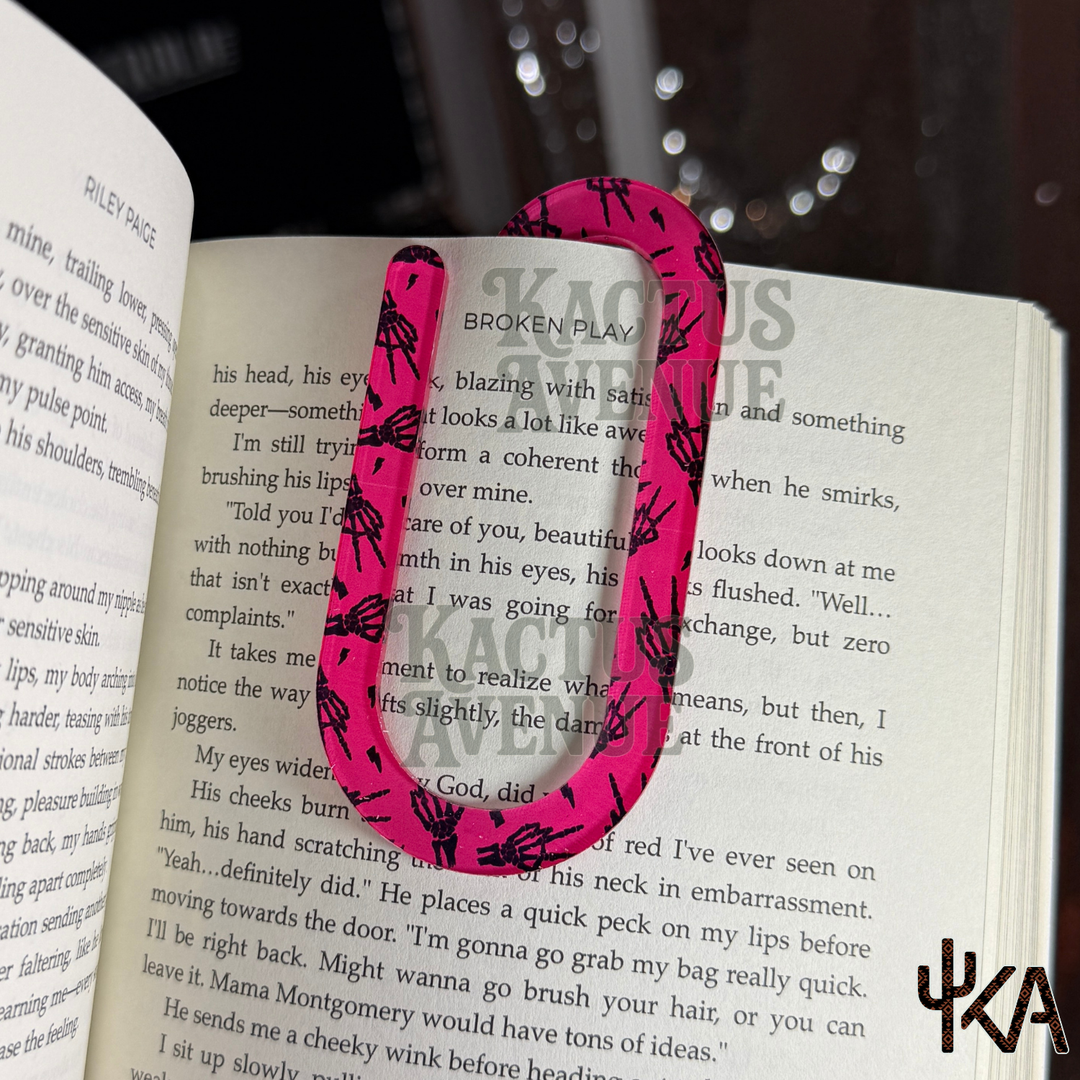 Hot Pink Skellies Jumbo Paperclip / Bookmark