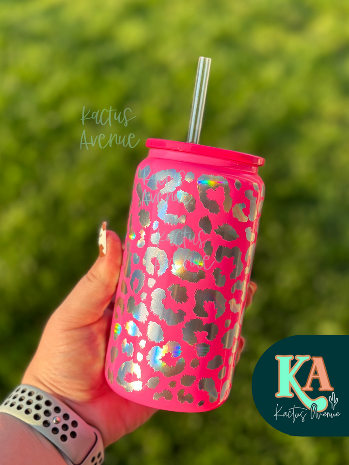 Holographic Leopard Glass Can