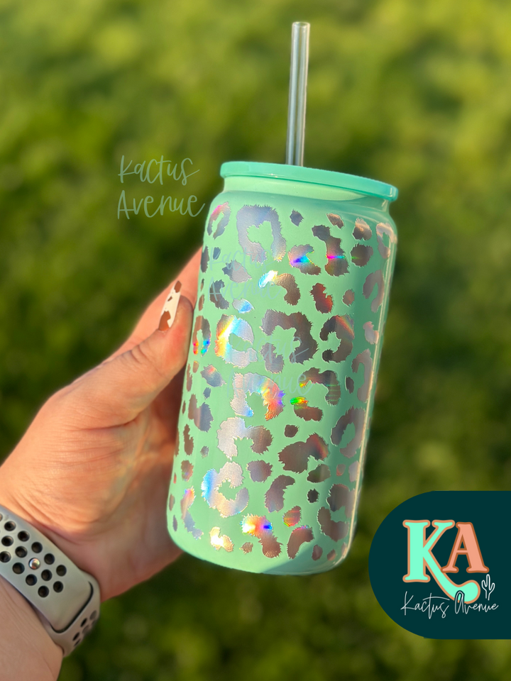 Holographic Leopard Glass Can