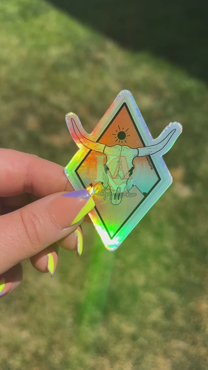 Steerhead Desert Hand Drawn Holographic Sticker