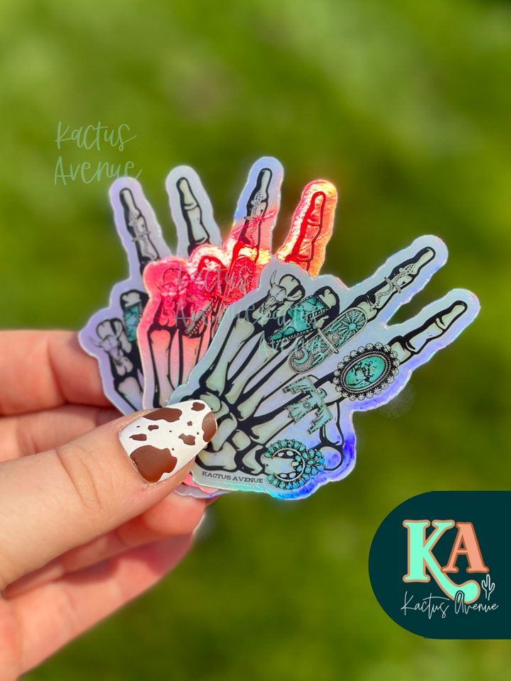 Western Holographic Skelly Holographic Sticker