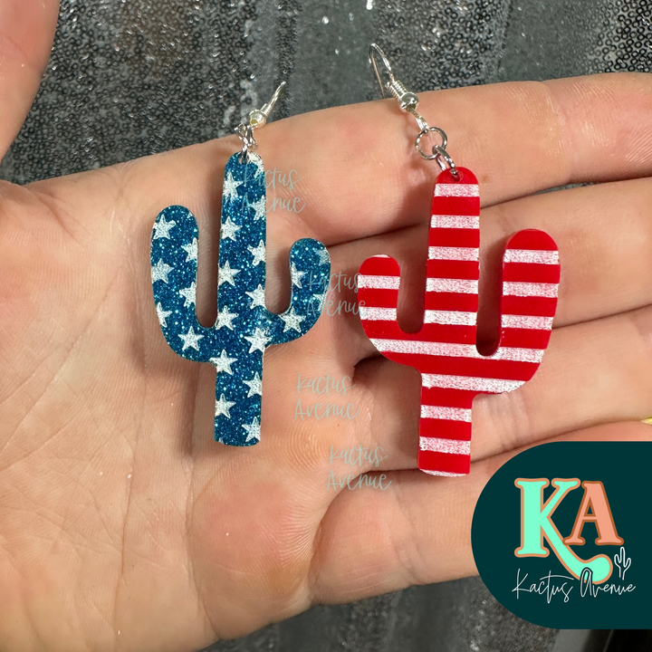 Patriotic Cactus Earrings