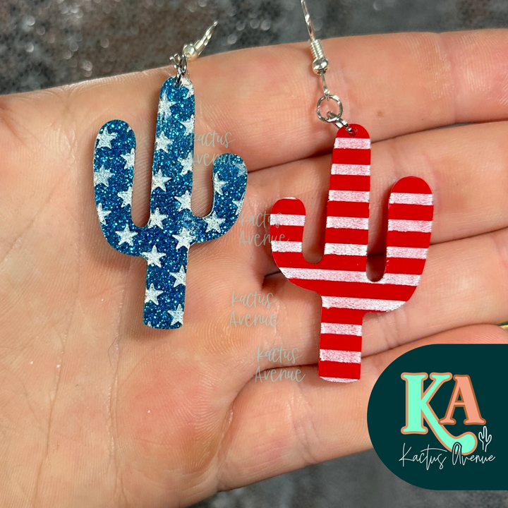 Patriotic Cactus Earrings