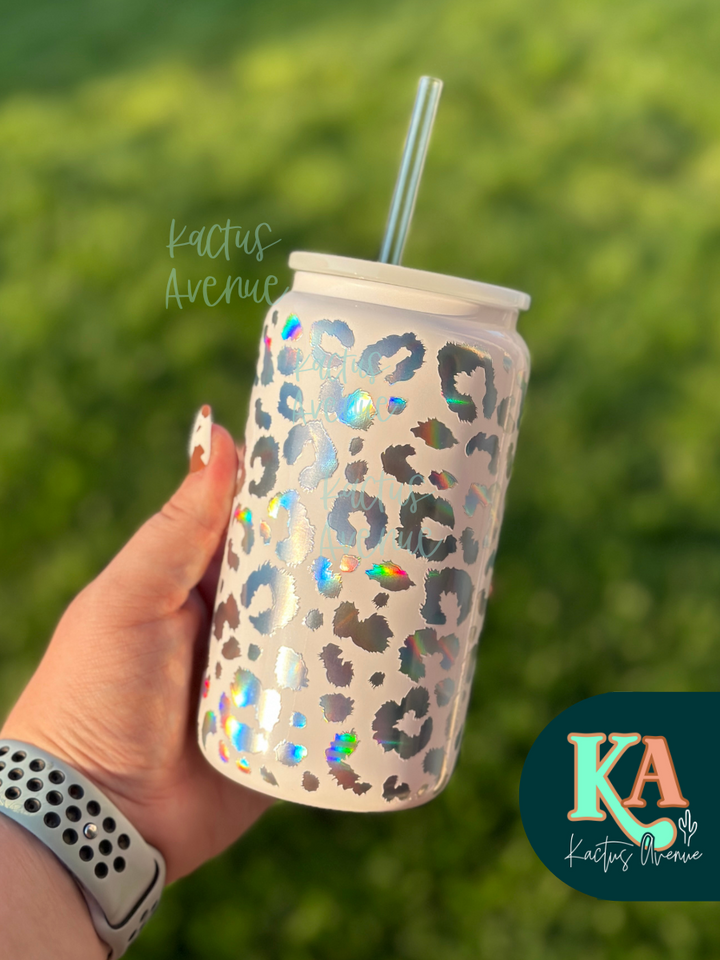 Holographic Leopard Glass Can