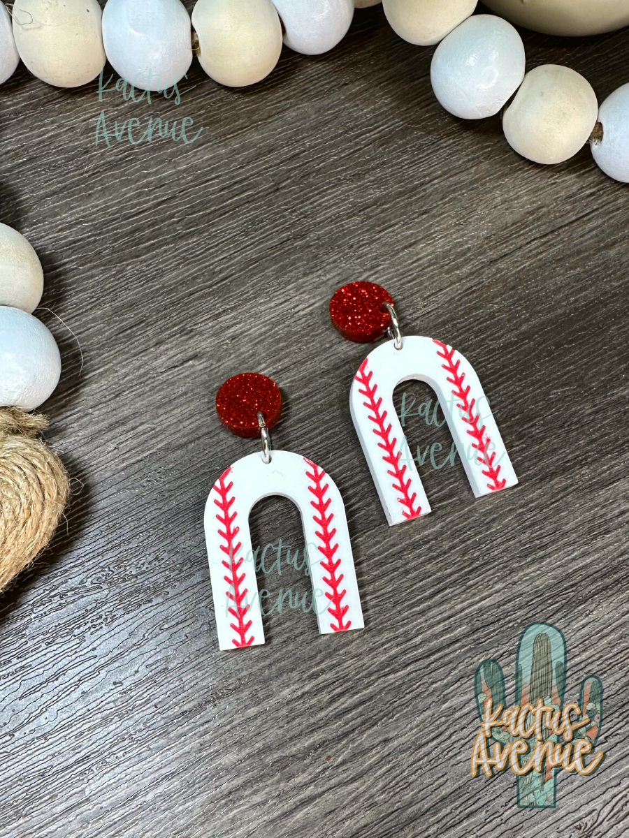 Acrylic Baseball Earrings