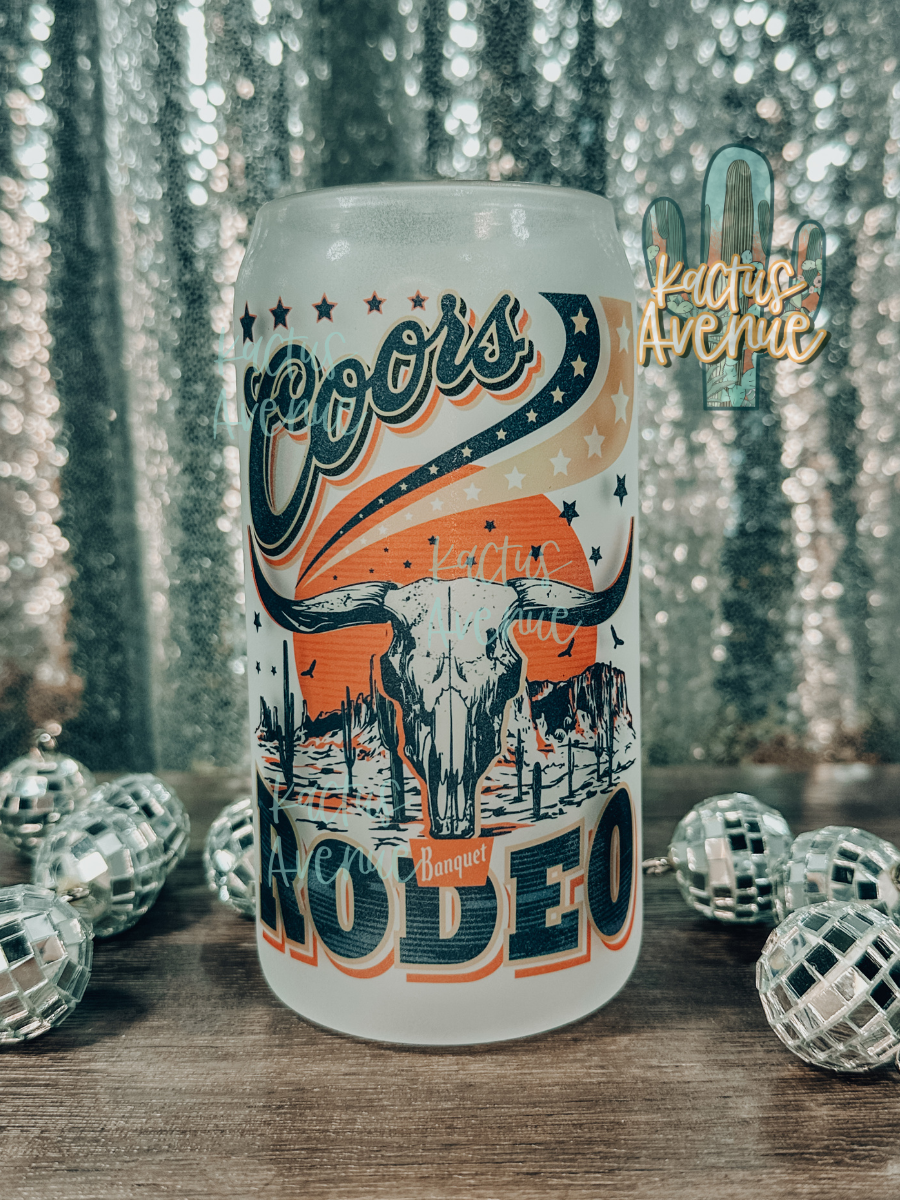 Rodeo Steerhead Frosted Glass Can