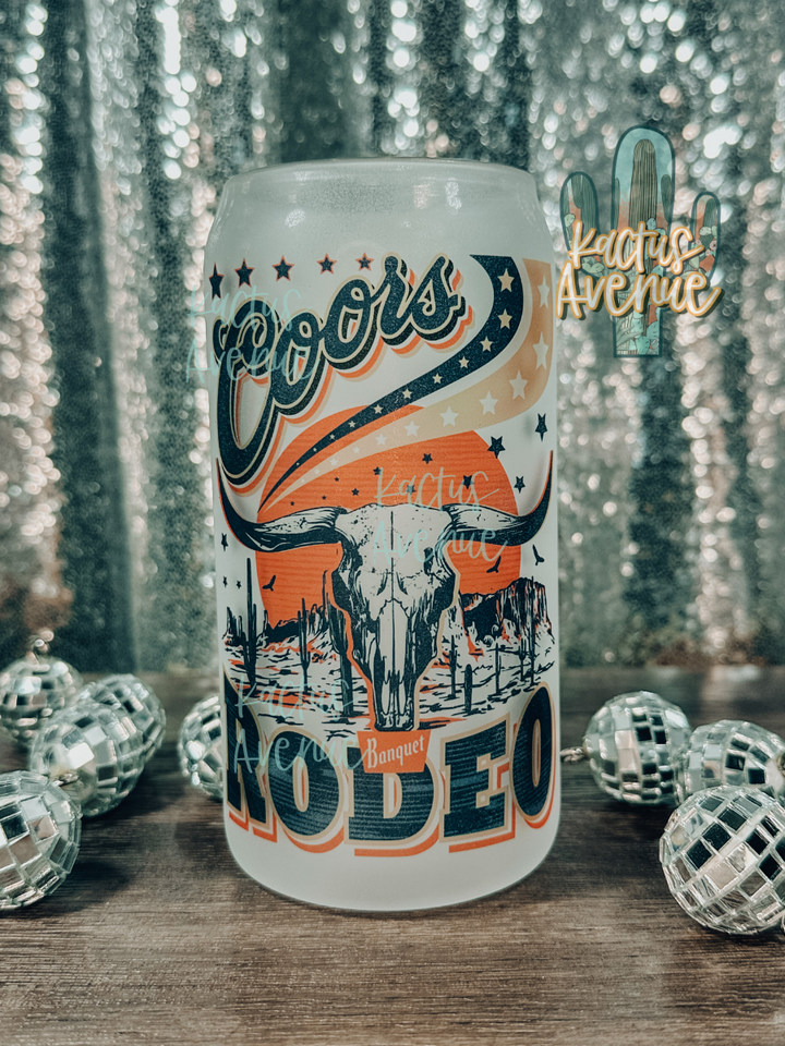 Rodeo Steerhead Frosted Glass Can