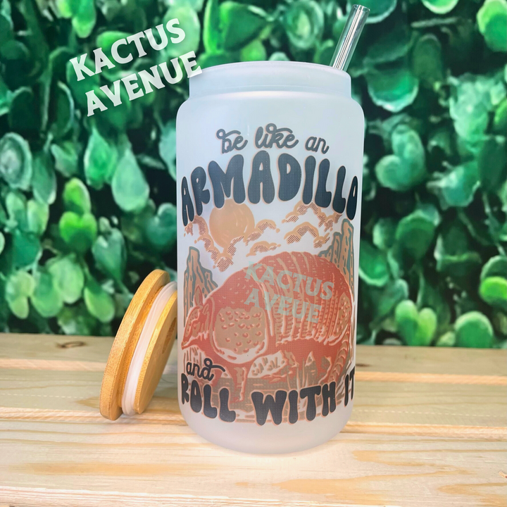 Armadillo Roll Frosted Glass Can