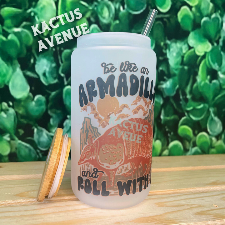 Armadillo Roll Frosted Glass Can