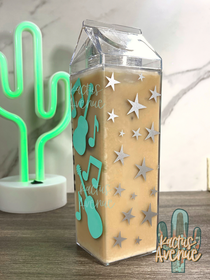 Fueled by Caffeine and Country Music Milk Carton Water Bottle