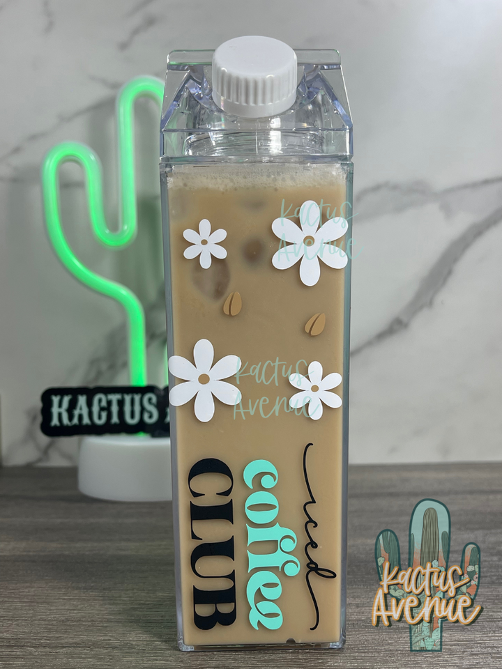 Iced Coffee Club Milk Carton Water Bottle
