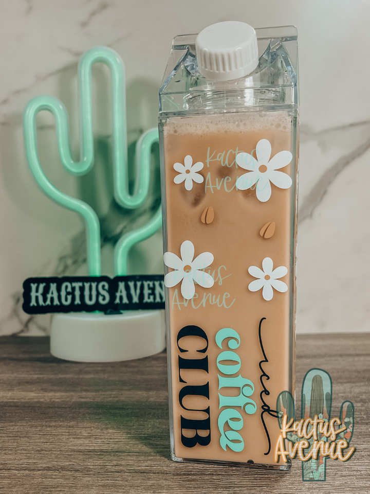 Iced Coffee Club Milk Carton Water Bottle