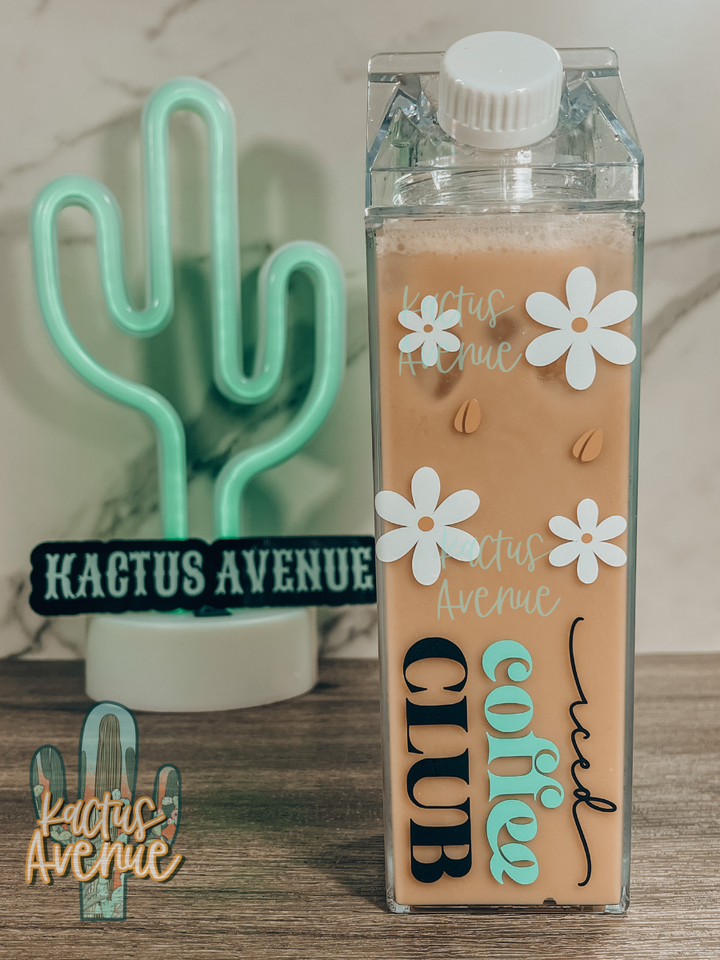Iced Coffee Club Milk Carton Water Bottle