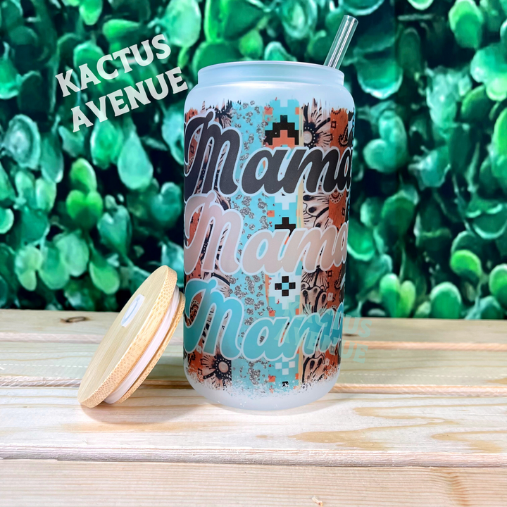 Western Mama Frosted Glass Can