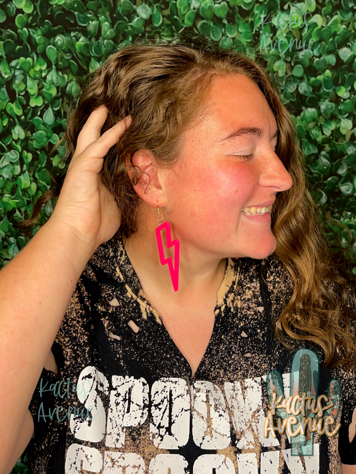 Open Lightning Bolt Dangle Earrings