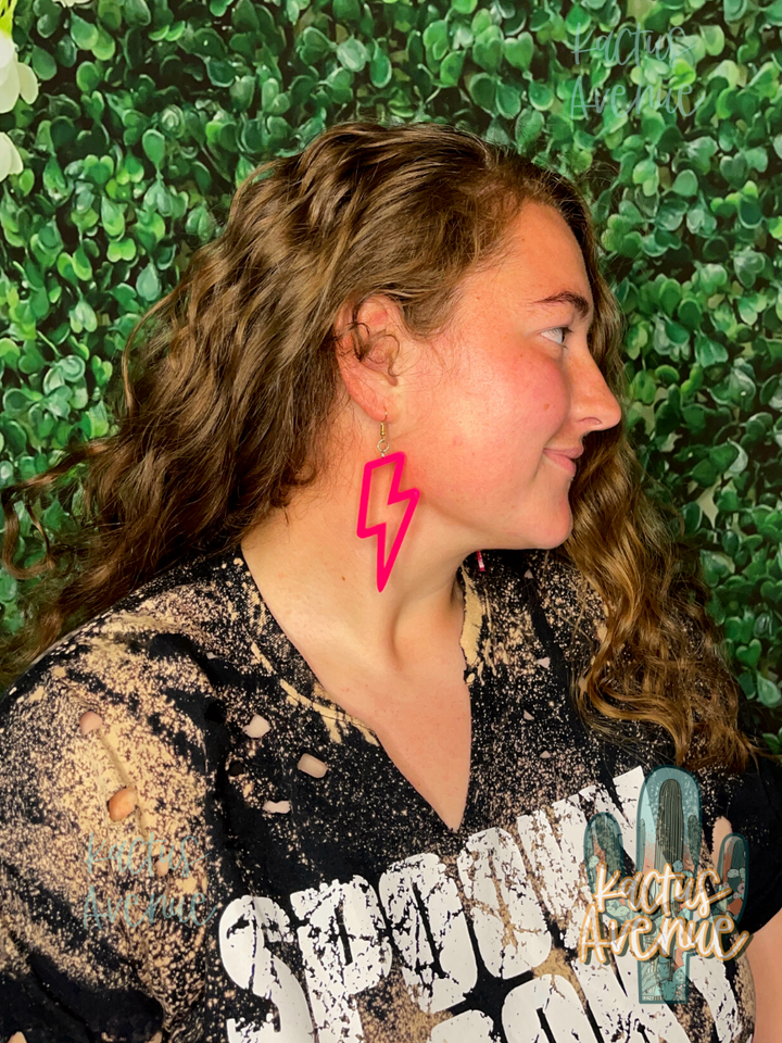 Open Lightning Bolt Dangle Earrings