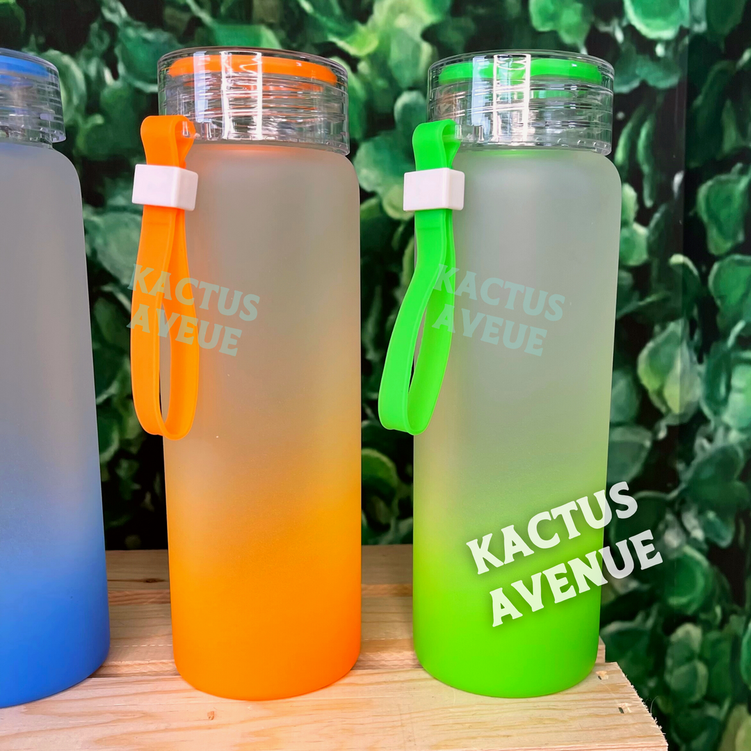 Ombre Frosted Glass Water Bottle