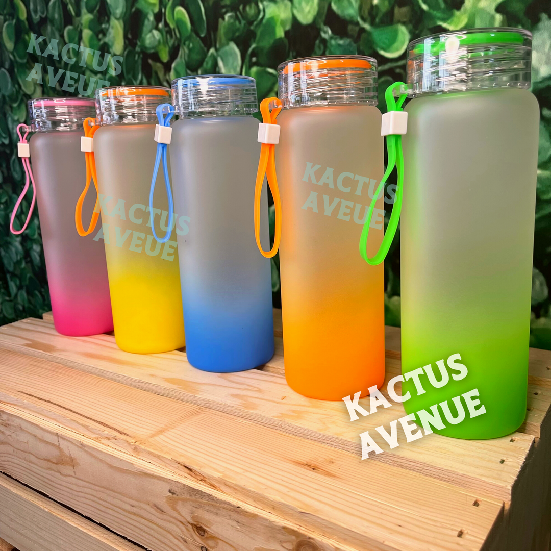 Ombre Frosted Glass Water Bottle