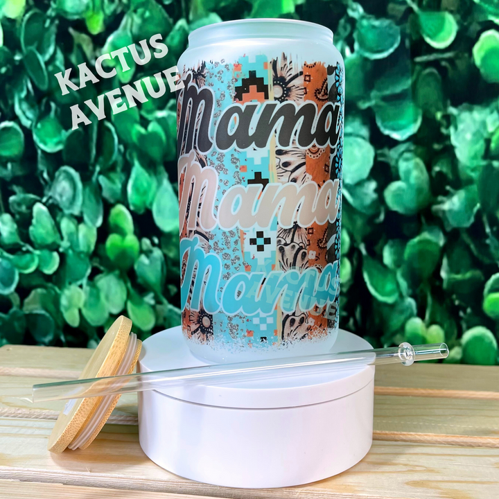 Western Mama Frosted Glass Can