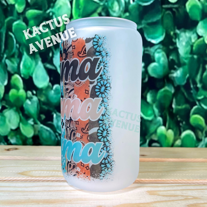 Western Mama Frosted Glass Can