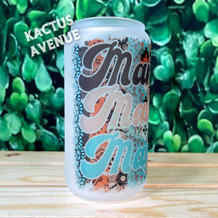Western Mama Frosted Glass Can