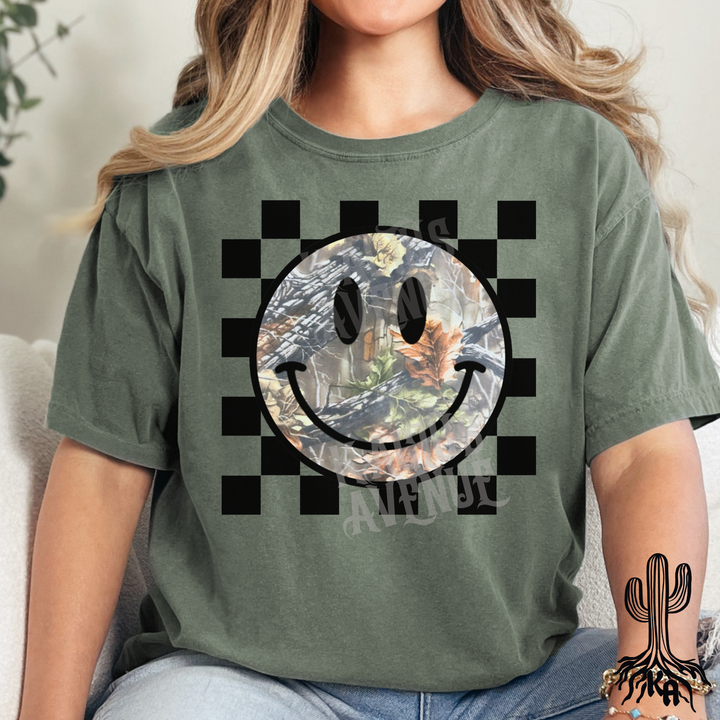 Camo Happy Face T-Shirt (Comfort Colors)