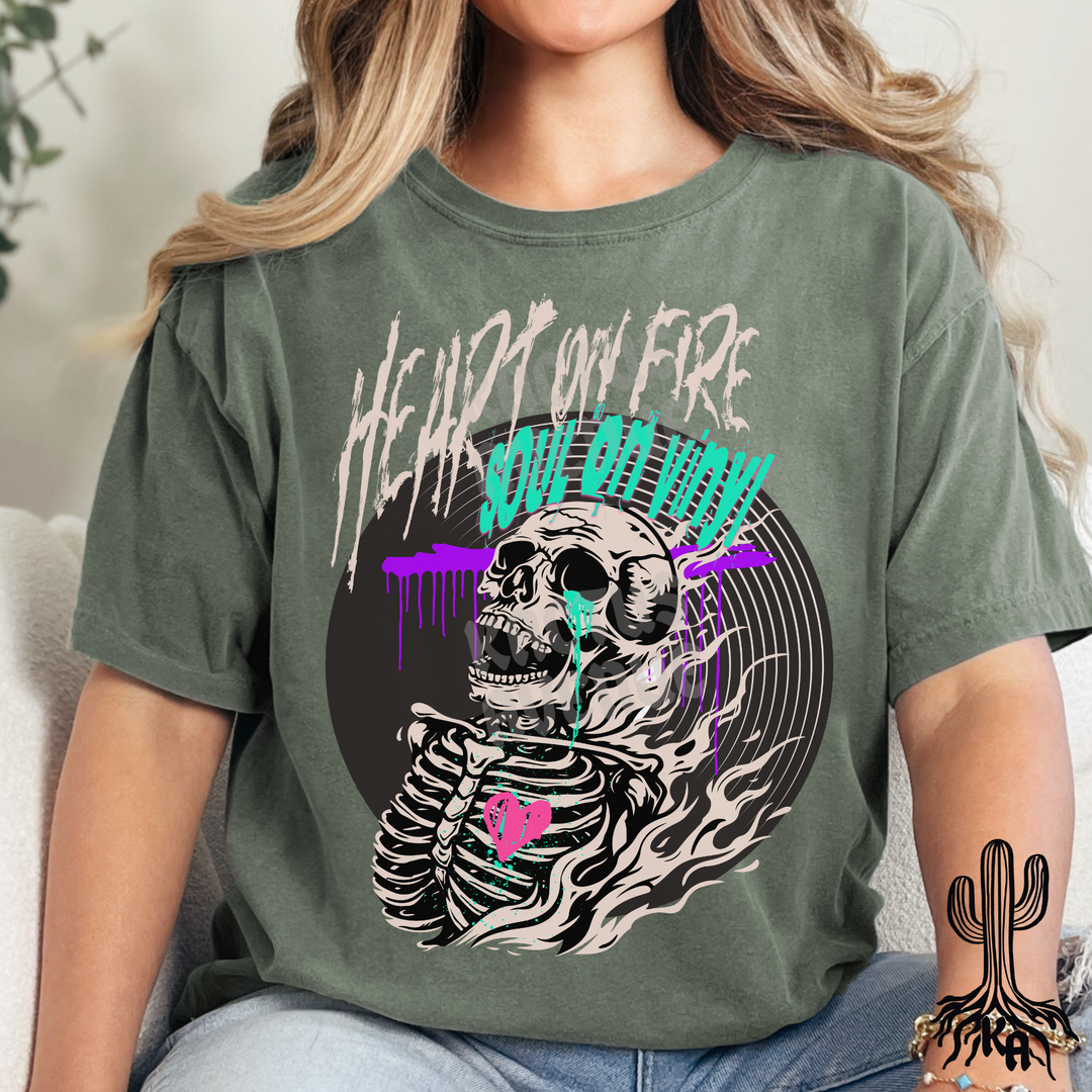 Heart on Fire Soul on Vinyl T-Shirt (Comfort Colors)