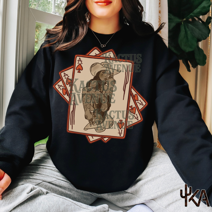 Grunge Cowgirl Cards Sweatshirt