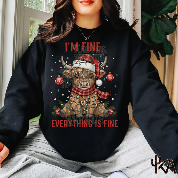 I'm Fine Highland Cow Sweatshirt