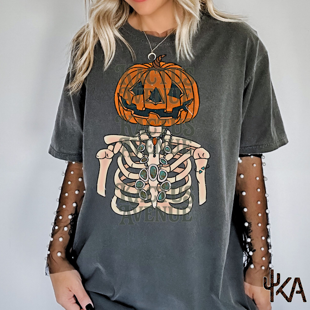 Turquoise Pumpkin Skelly (Comfort Colors)