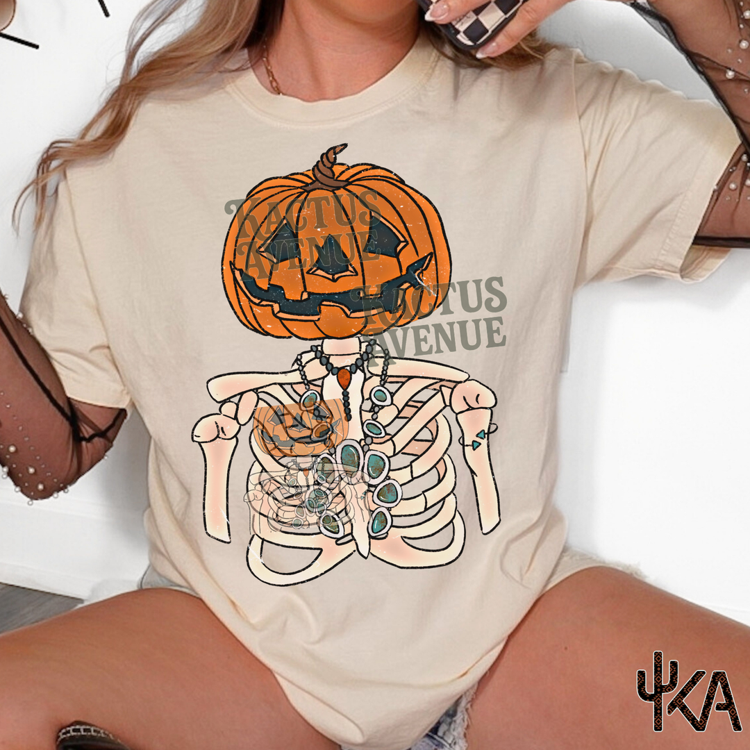 Turquoise Pumpkin Skelly (Comfort Colors)