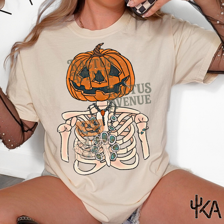Turquoise Pumpkin Skelly (Comfort Colors)