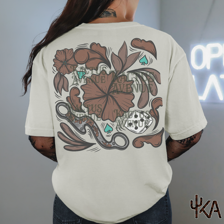 Tooled Leather Dice w/ Pocket (Comfort Colors)