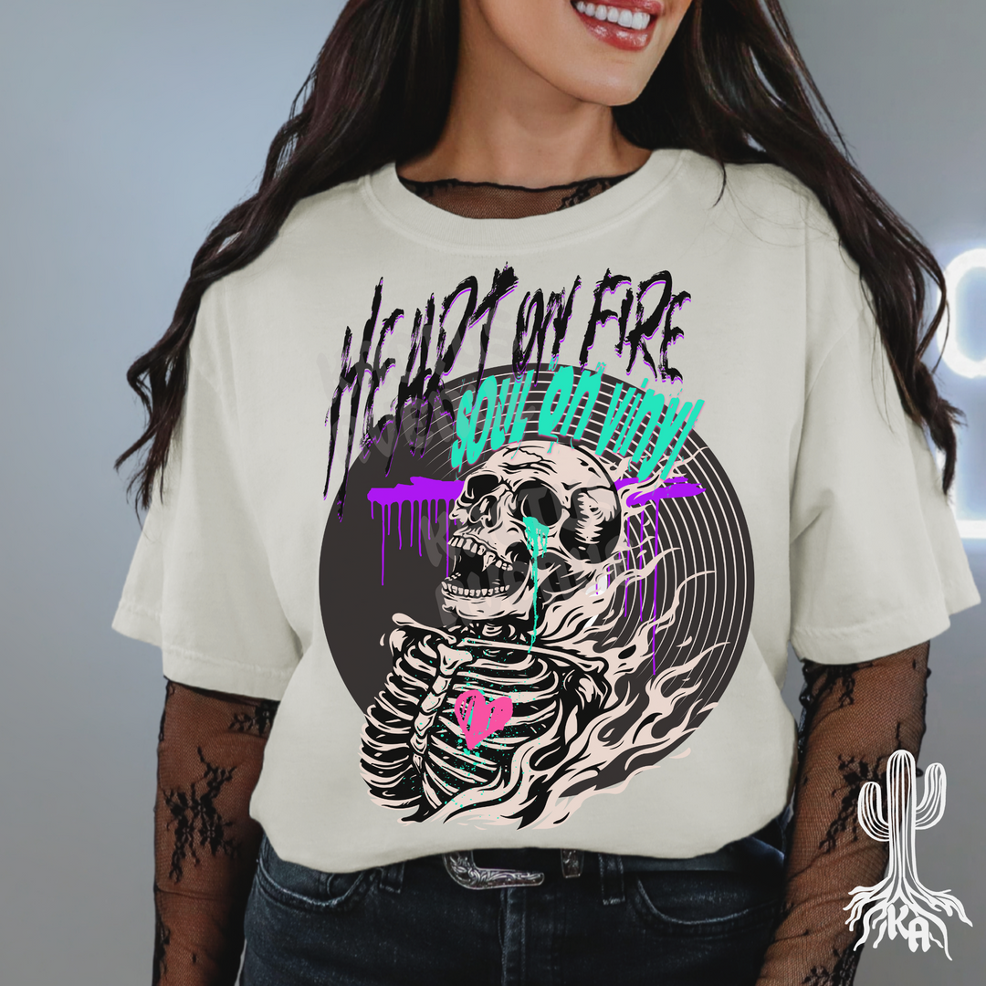 Heart on Fire Soul on Vinyl T-Shirt (Comfort Colors)