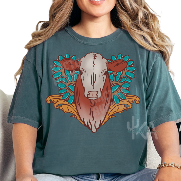 Turquoise and Cows T-Shirt (Comfort Colors)