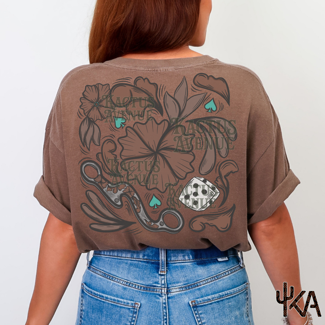 Tooled Leather Dice w/ Pocket (Comfort Colors)