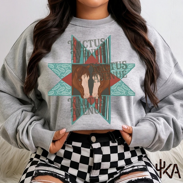 Quilt Block Horses Sweatshirt