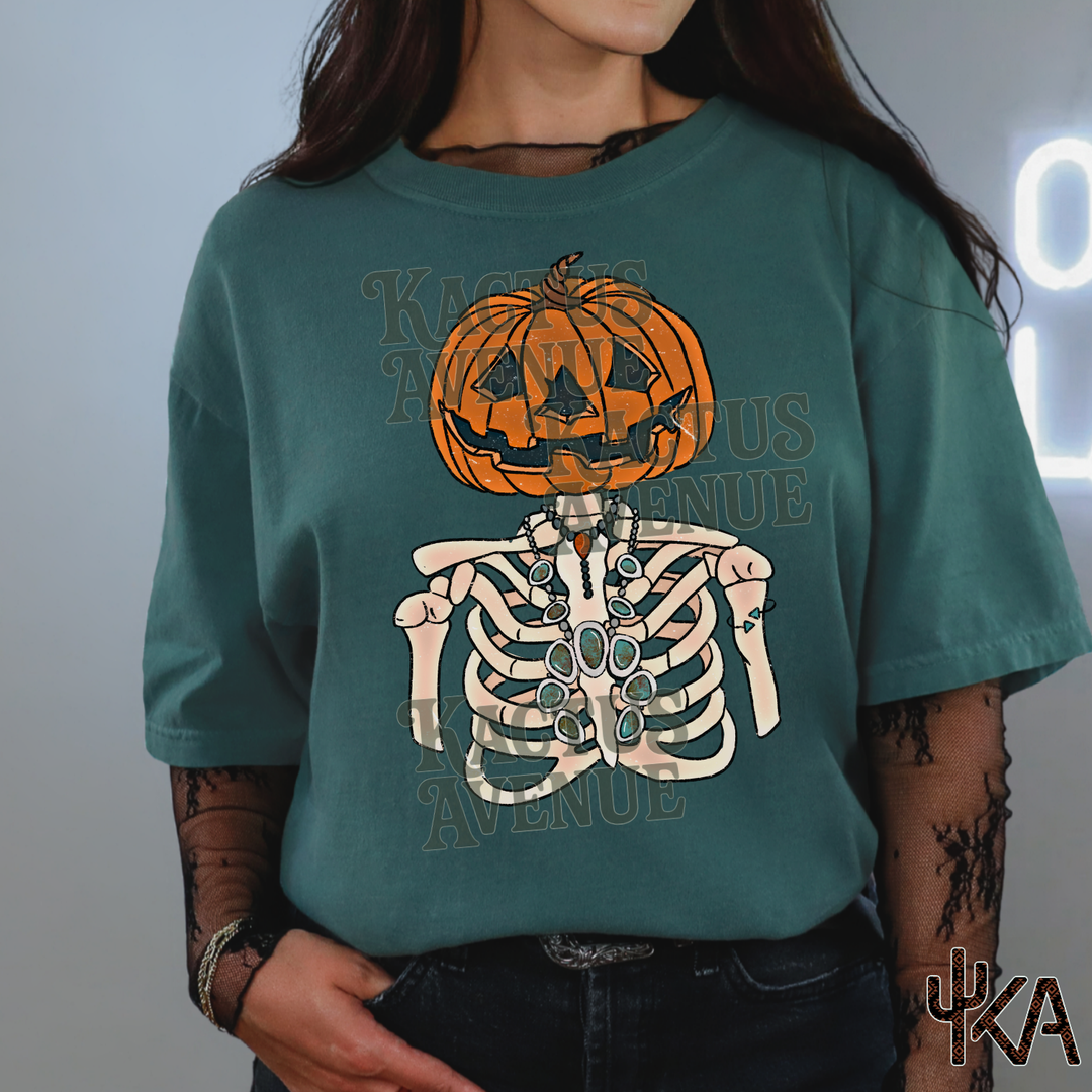 Turquoise Pumpkin Skelly (Comfort Colors)