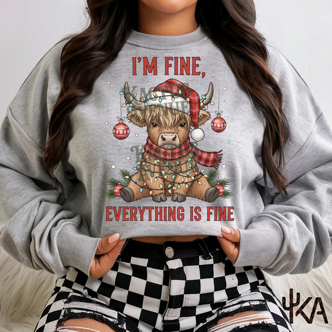 I'm Fine Highland Cow Sweatshirt