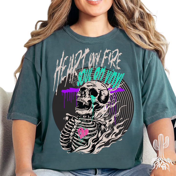 Heart on Fire Soul on Vinyl T-Shirt (Comfort Colors)