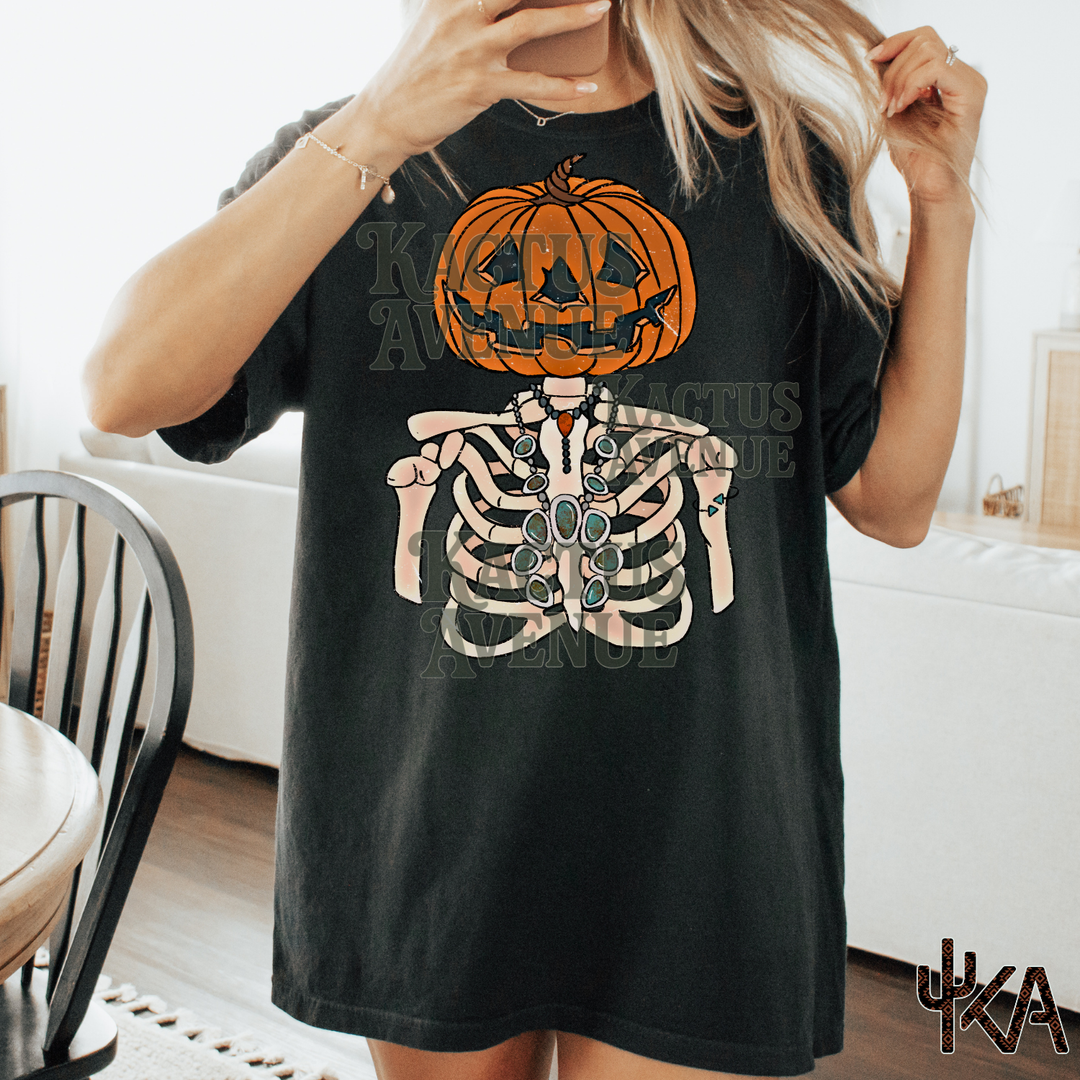 Turquoise Pumpkin Skelly (Comfort Colors)