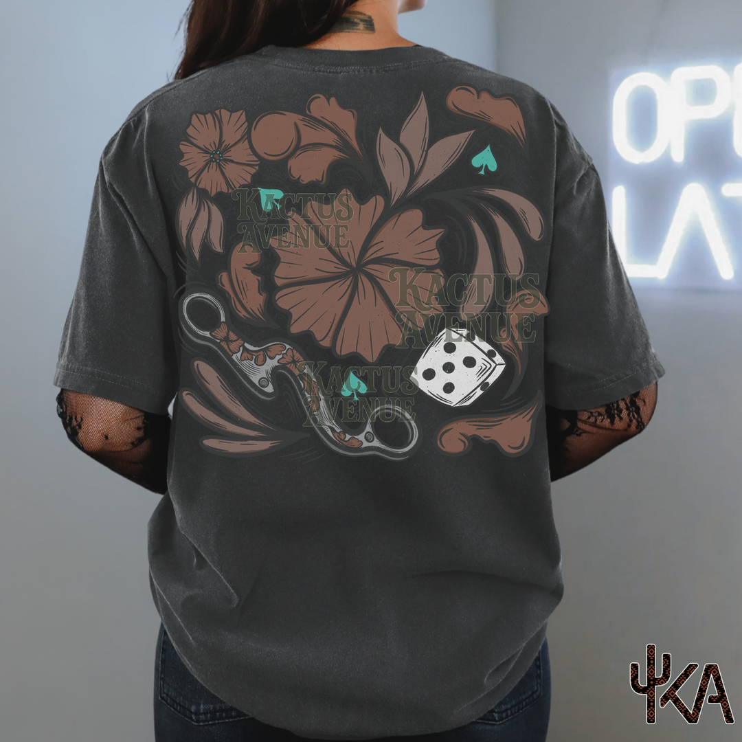 Tooled Leather Dice w/ Pocket (Comfort Colors)