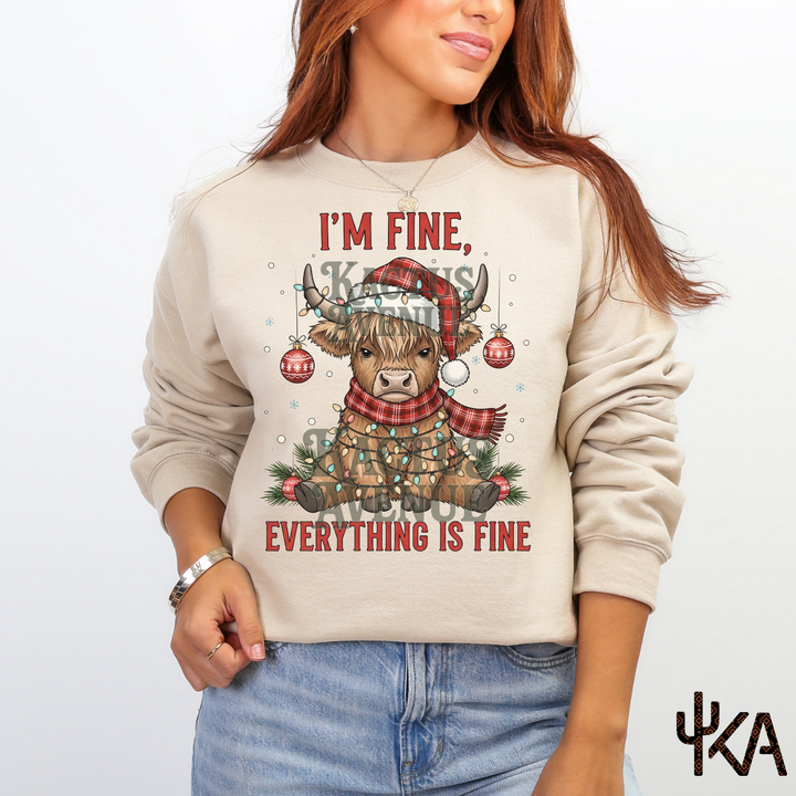 I'm Fine Highland Cow Sweatshirt