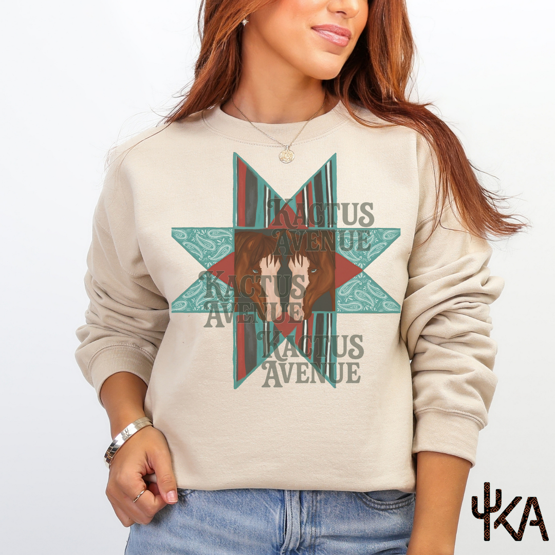 Quilt Block Horses Sweatshirt