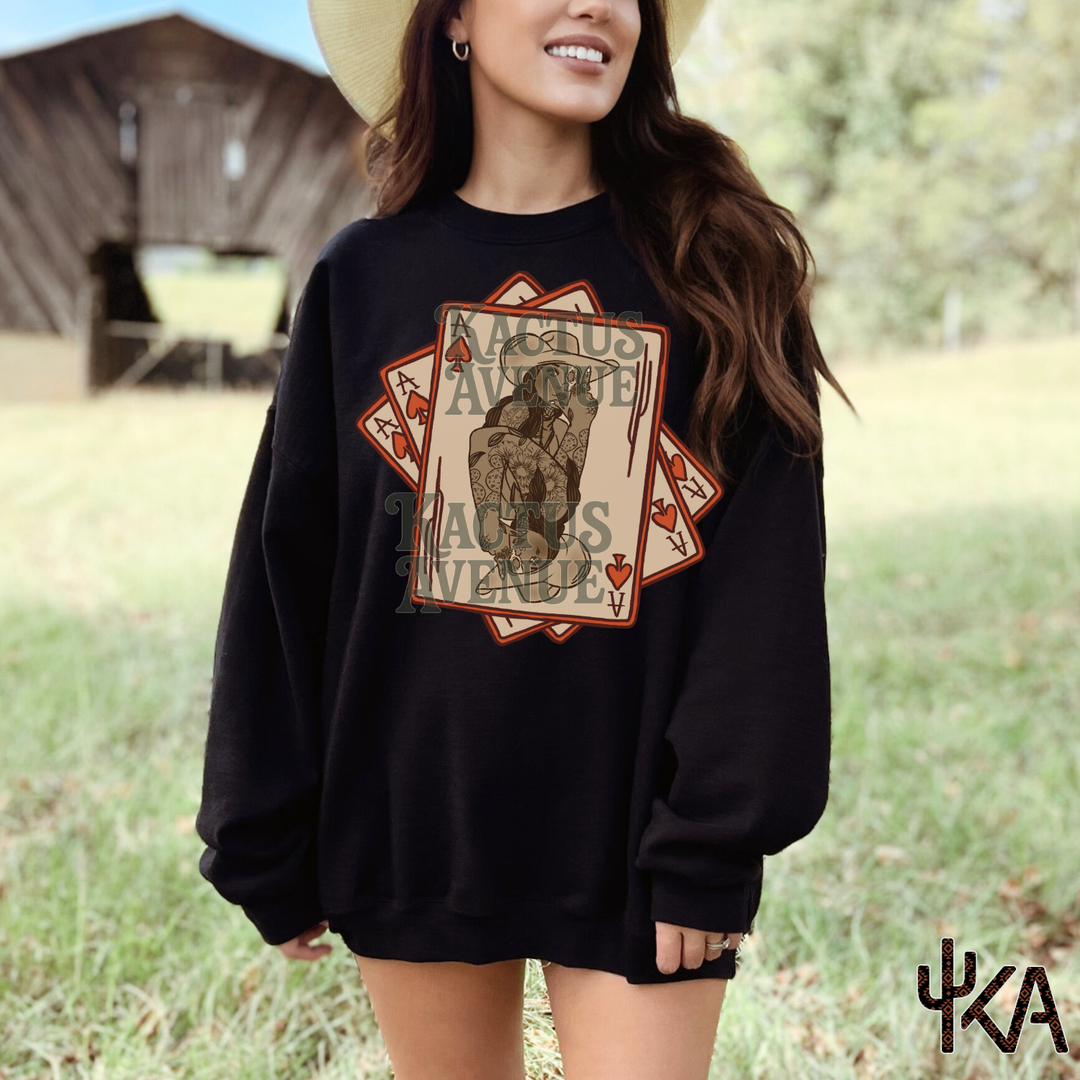 Grunge Cowgirl Cards Sweatshirt