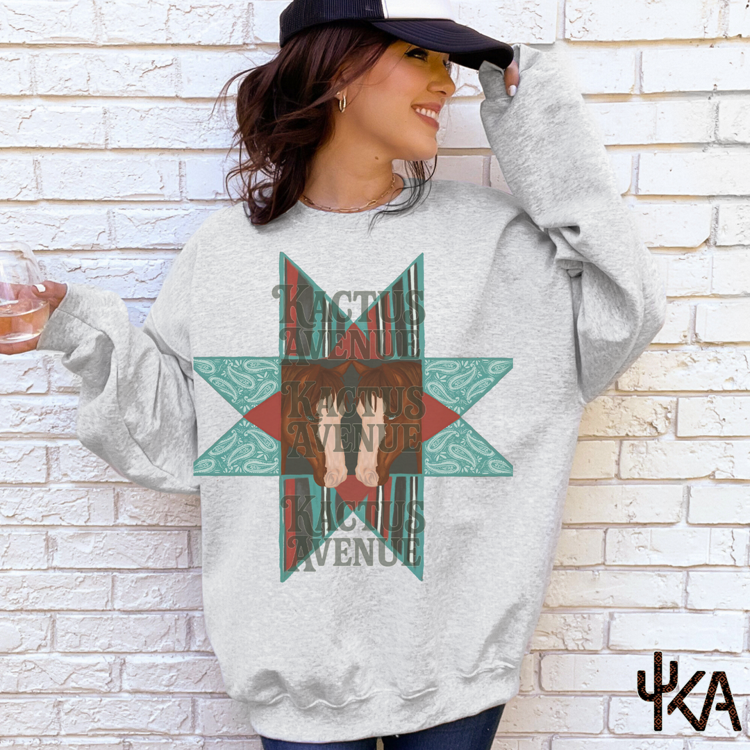 Quilt Block Horses Sweatshirt